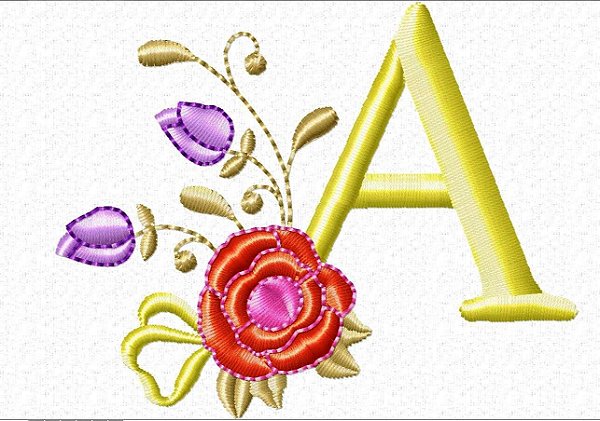 Matriz Bordado Alfabeto Completo Com Rosas