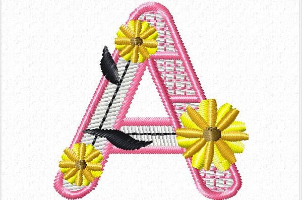 Matriz Bordado Alfabeto Flor Amarela