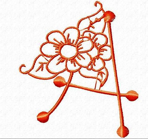 Matriz Bordado Alfabeto Flor Redwork