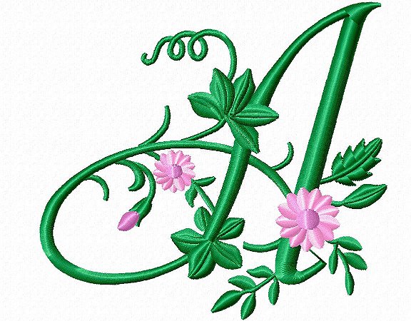 Matriz Bordado Alfabeto Floral 12