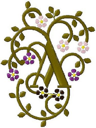 Matriz Bordado Alfabeto Floral Alegre