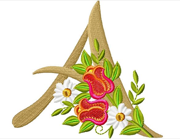 Matriz Bordado Alfabeto Flores Especiais