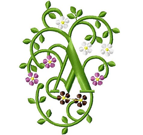 Matriz Bordado Alfabeto Florescer