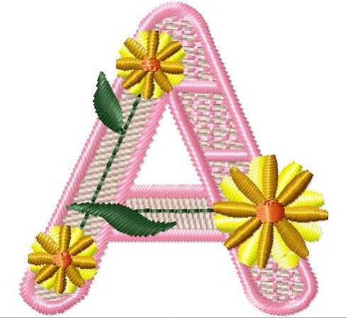 Matriz Bordado Alfabeto Florzinha Amarela