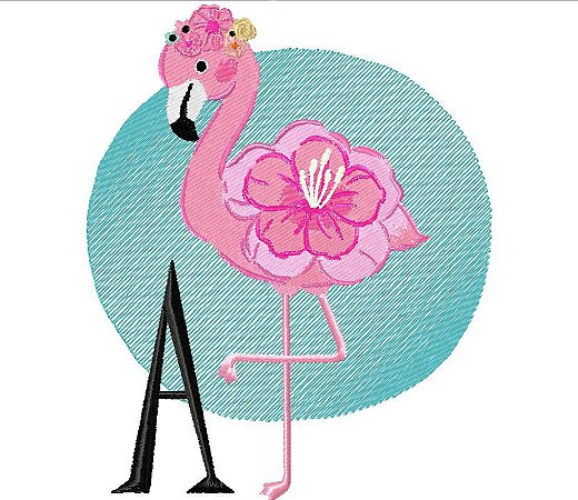 Matriz Bordado Alfabeto Lindo Flamingo