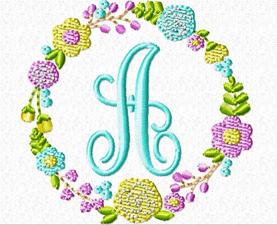 Matriz Bordado Alfabeto Moldura Floral Linda