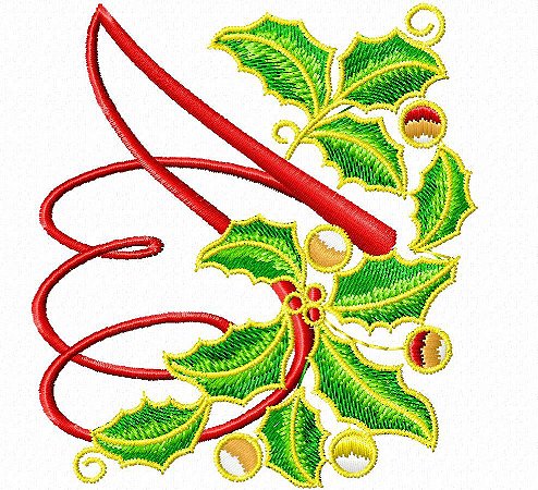 Matriz Bordado Alfabeto Natal Folhas