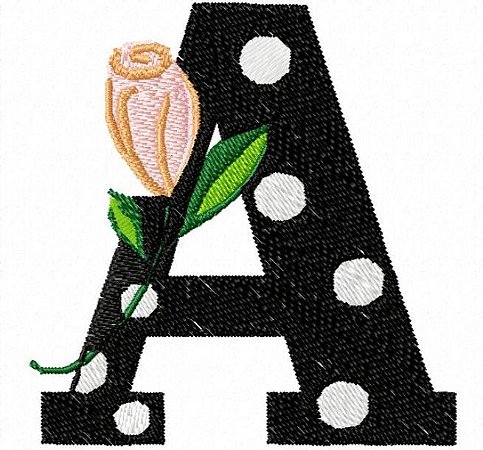 Matriz Bordado Alfabeto Poá Com Flores