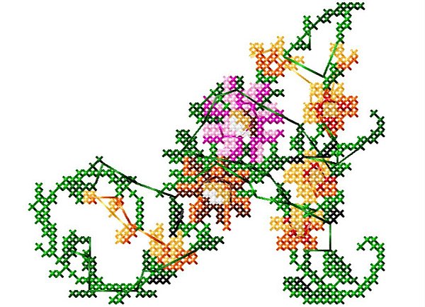 Matriz Bordado Alfabeto Ponto Cruz Floral Lindo
