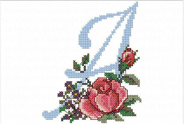 Matriz Bordado Alfabeto Ponto Cruz Rosas Maravilhosas
