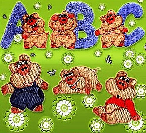 Matriz Bordado Alfabeto Porquinho