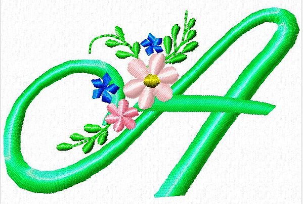 Matriz Bordado Alfabeto Script Com Rosinhas