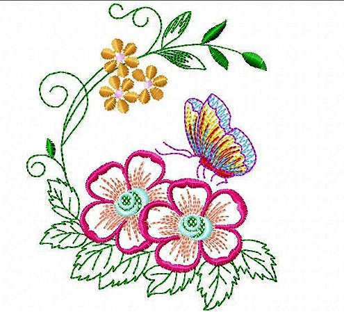 Matriz Bordado Borboleta Na Flor
