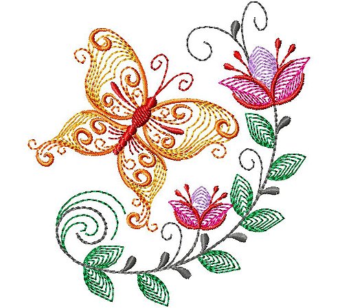 Matriz Bordado Borboletas Rippled