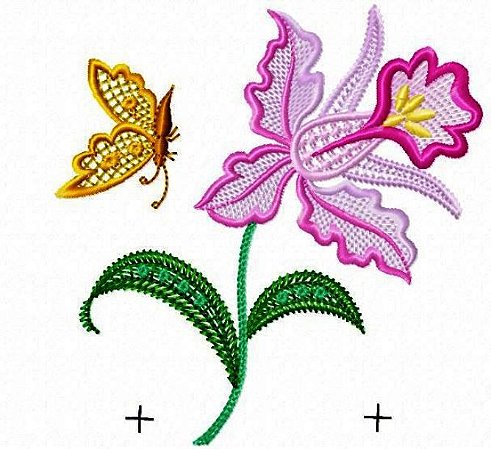 Matriz Bordado Orquídea E Borboleta