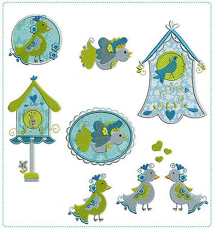 Matriz Bordado Aplique Passarinhos Lindos