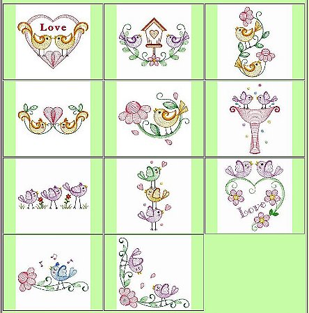 Matriz Bordado Casal De Passarinhos Rippled