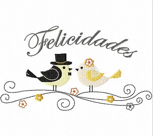 Matriz Bordado Casamento Passarinhos