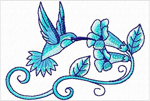 Matriz Bordado Lindo Beija-flor Azul