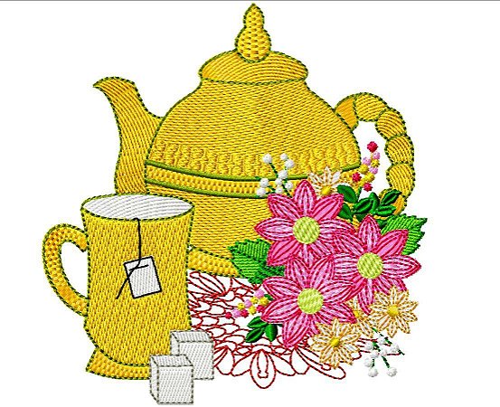 Matriz Bordado Bule Com Flores