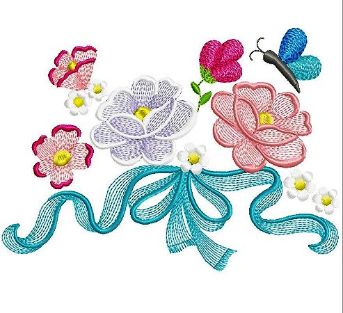 Matriz Bordado Lindas Flores Rippled Grandes