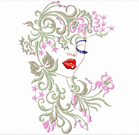 Matriz Bordado Mulher Com Flores