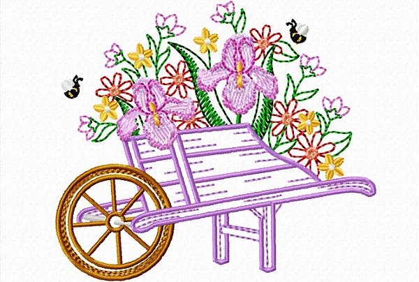 Matriz Bordado Carrinho Florido