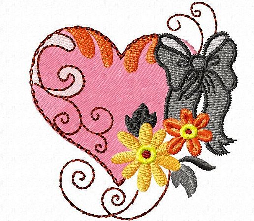 Matriz Bordado Coração Floral
