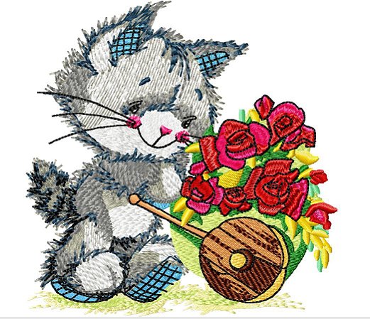 Matriz Bordado Gatinho Florista