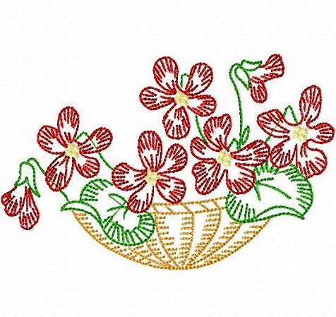 Matriz Bordado Vaso Floral Vintage