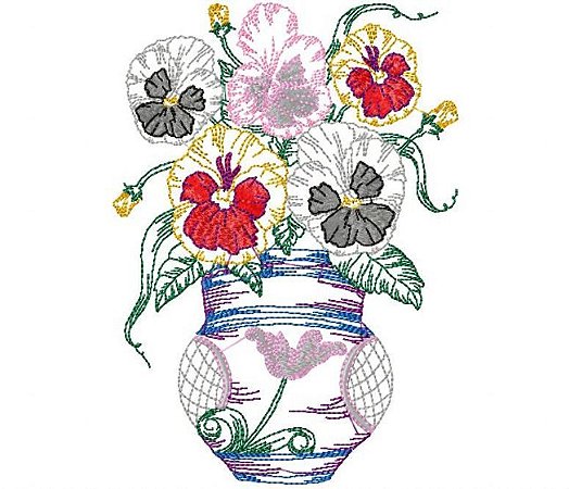 Matriz Bordado Vaso Florido
