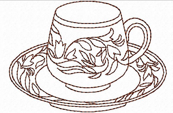 Matriz Bordado Xícaras Redwork Contorno