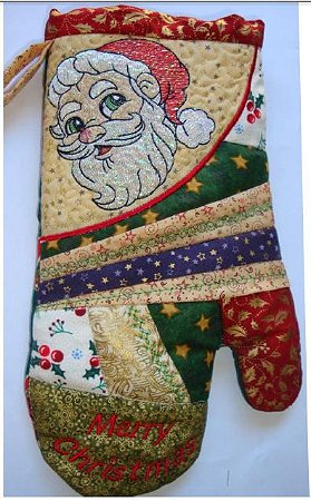 Matriz Bordado Luva De Cozinha Papai Noel