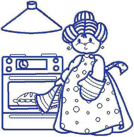 Matriz Bordado Vovó Na Cozinha Contorno