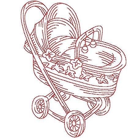 Matriz Bordado Carrinho De Bebê Redwork