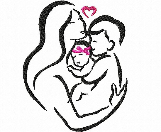 Matriz Bordado Conjunto Contorno Mamãe E Bebê