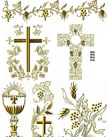 Matriz Bordado Conjunto Religioso Dourado