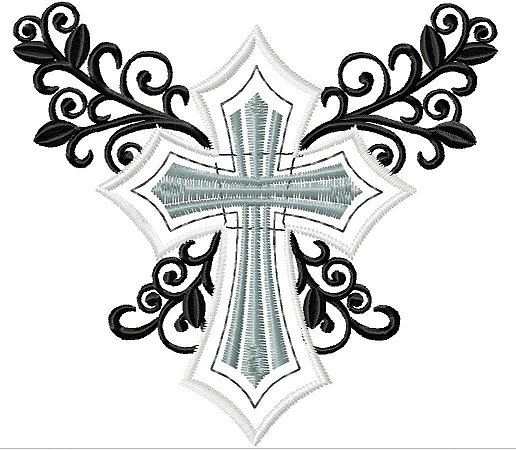 Matriz Bordado Conjunto Cruz Com Arabesco
