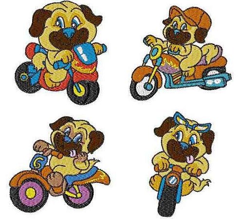 Matriz Bordado Cachorrinhos De Bicicleta
