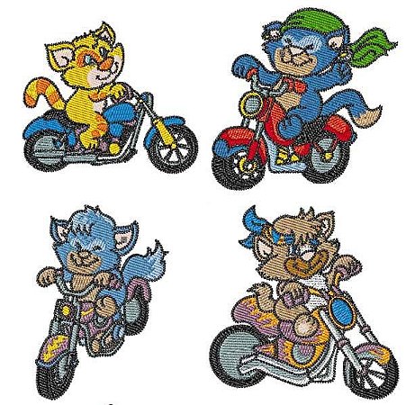 Matriz Bordado Gatinho Motoqueiro