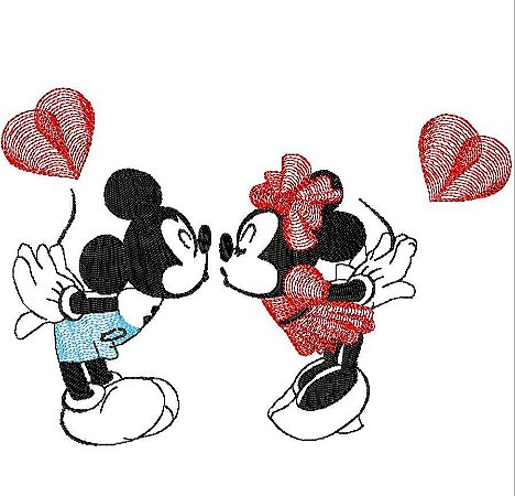 Matriz Bordado Minnie E Mickey Romântico Rippled