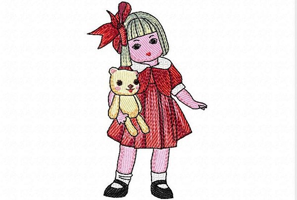 Matriz Bordado Boneca Com Bichinho