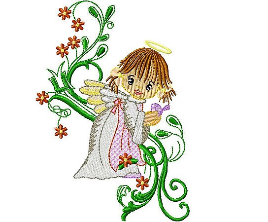 Matriz Bordado Anjinhos E Flores