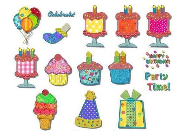Matriz Bordado Aplique Feliz Aniversário