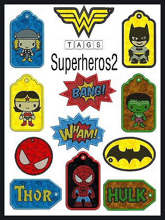 Matriz Bordado Aplique Tags Super Heróis
