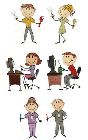Matriz Bordado Bonecos Profissões