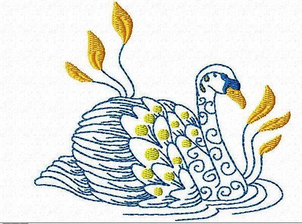 Matriz Bordado Cisne Contorno