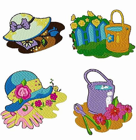 Matriz Bordado Conjunto Dia De Jardinagem