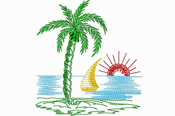 Matriz Bordado Coqueiros Na Praia