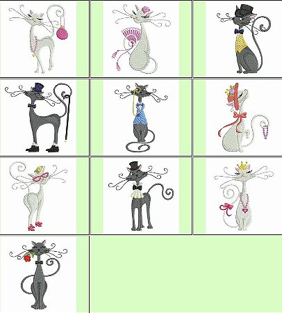 Matriz Bordado Gato Chic